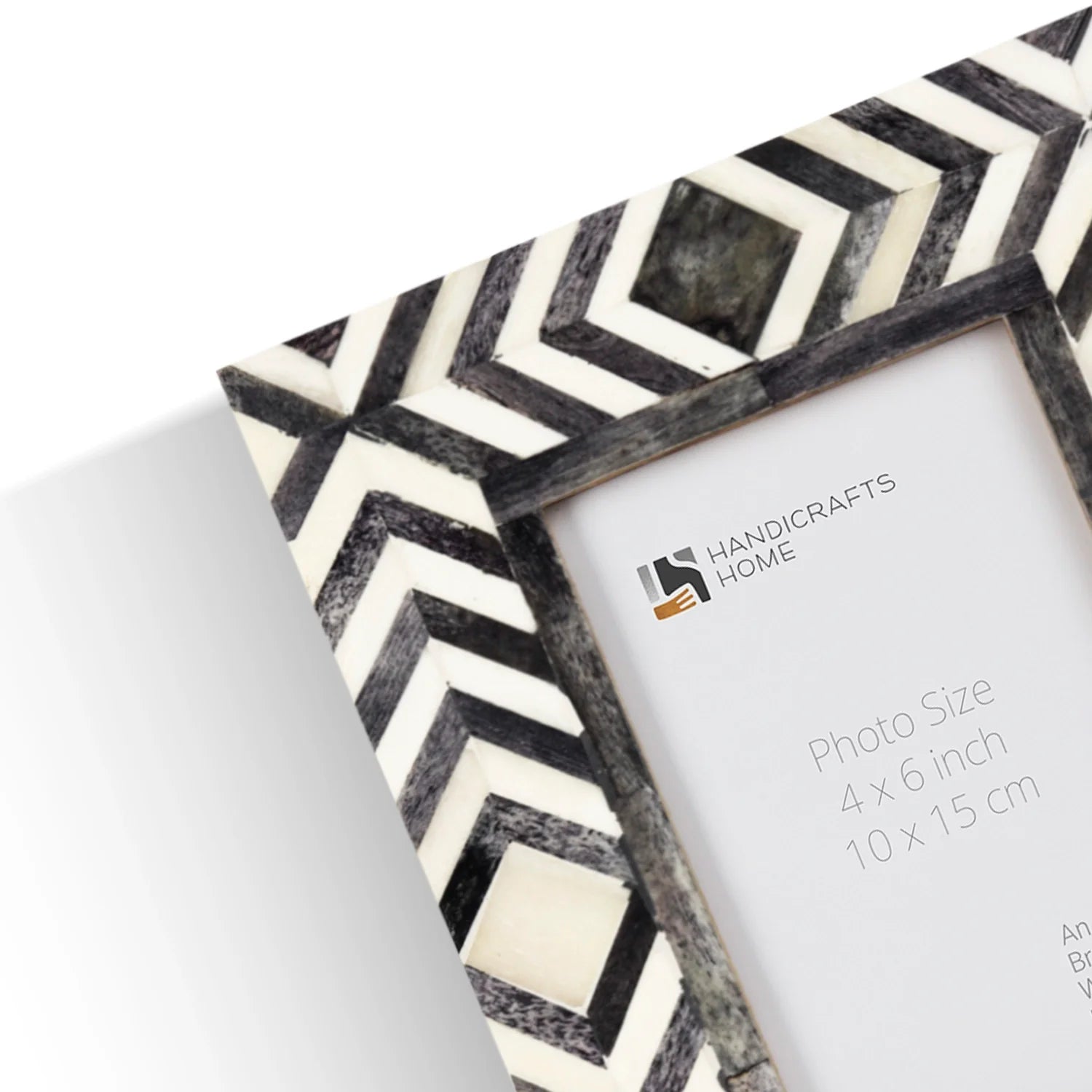 Picture Frames Mosaic Chevron Pattern Bone Inlay Collection in 4x6, Grey