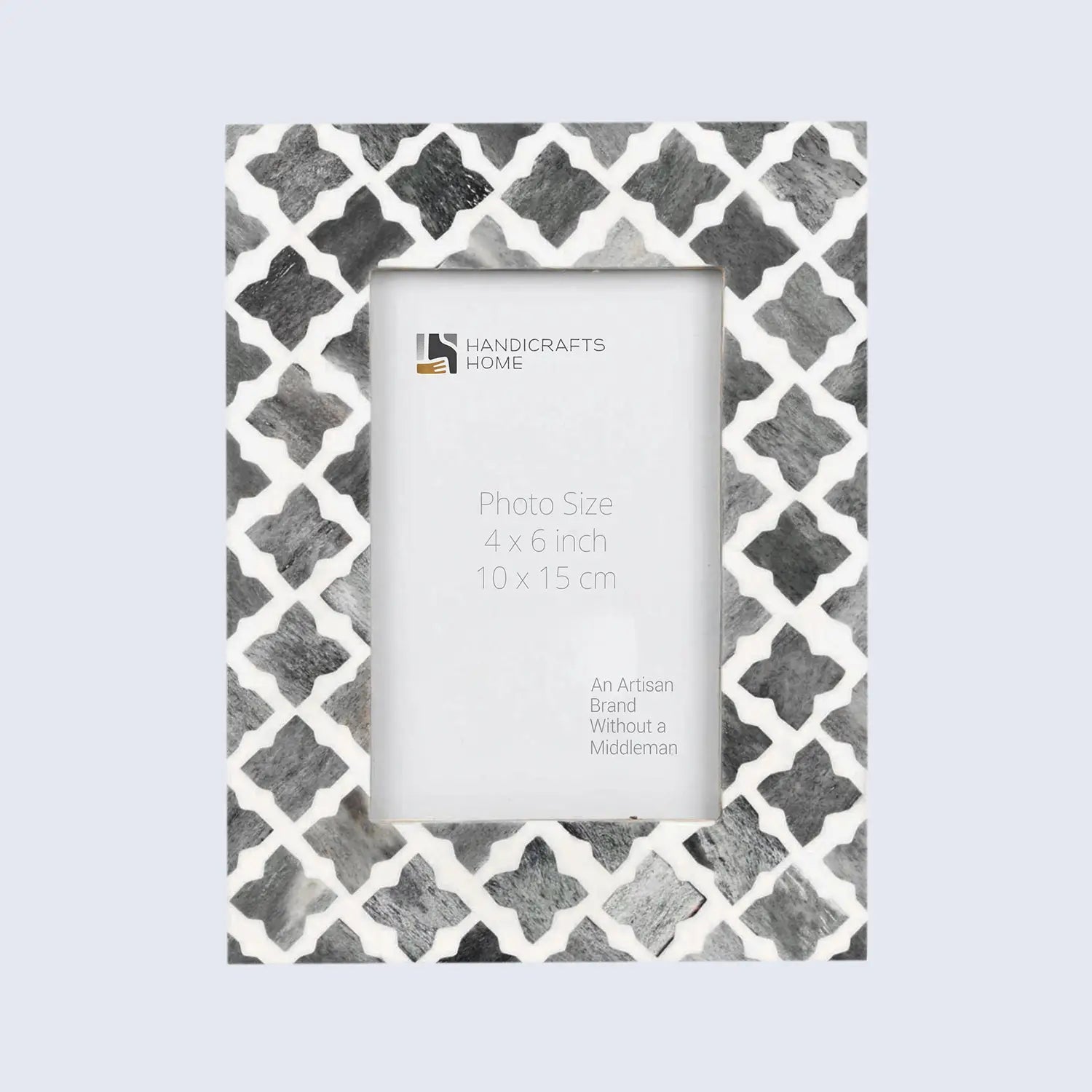 Picture Frames Mosaic Quatrefoil Pattern Bone & Resin Inlay Collection in 3 colors, 4x6