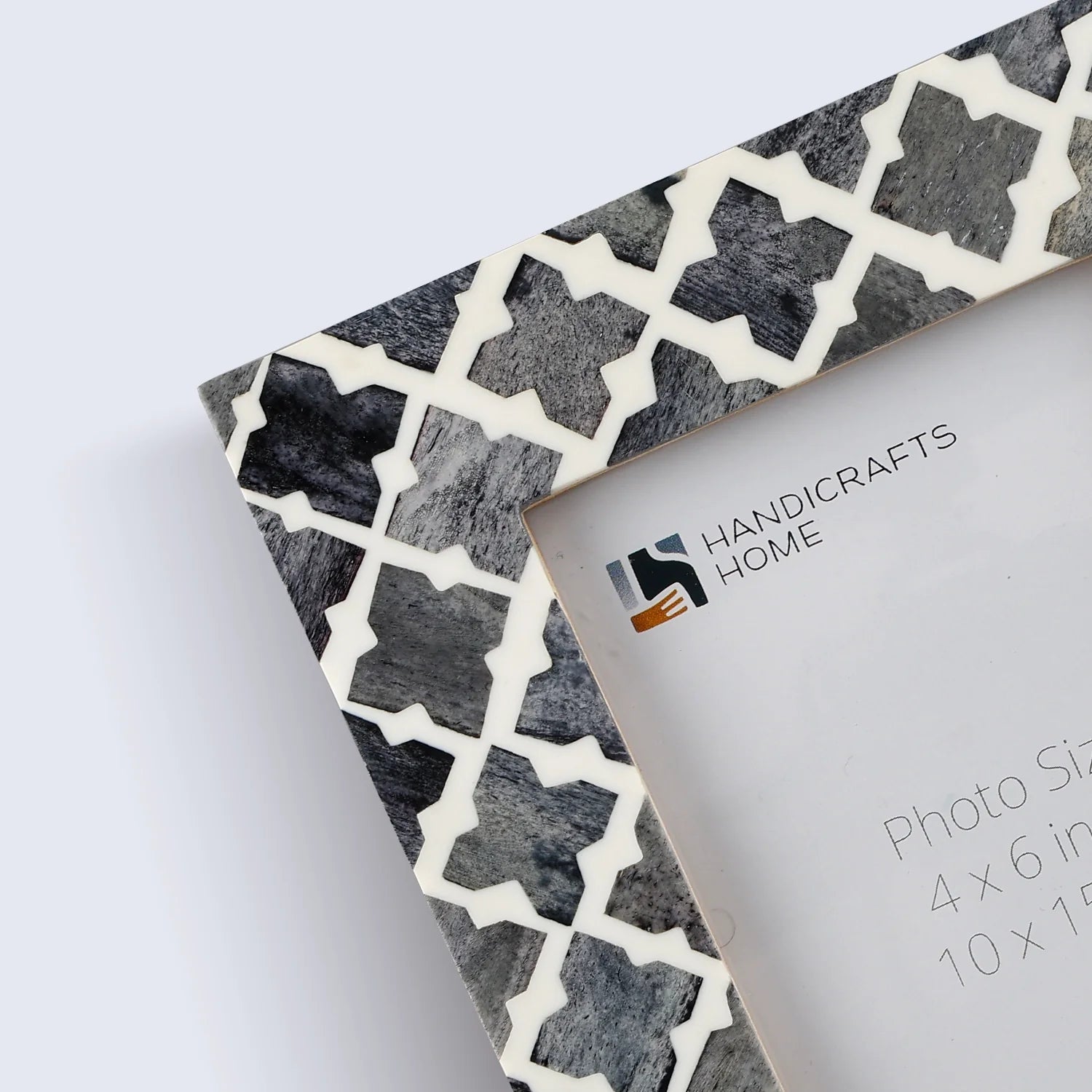 Picture Frames Mosaic Quatrefoil Pattern Bone & Resin Inlay Collection in 3 colors, 4x6