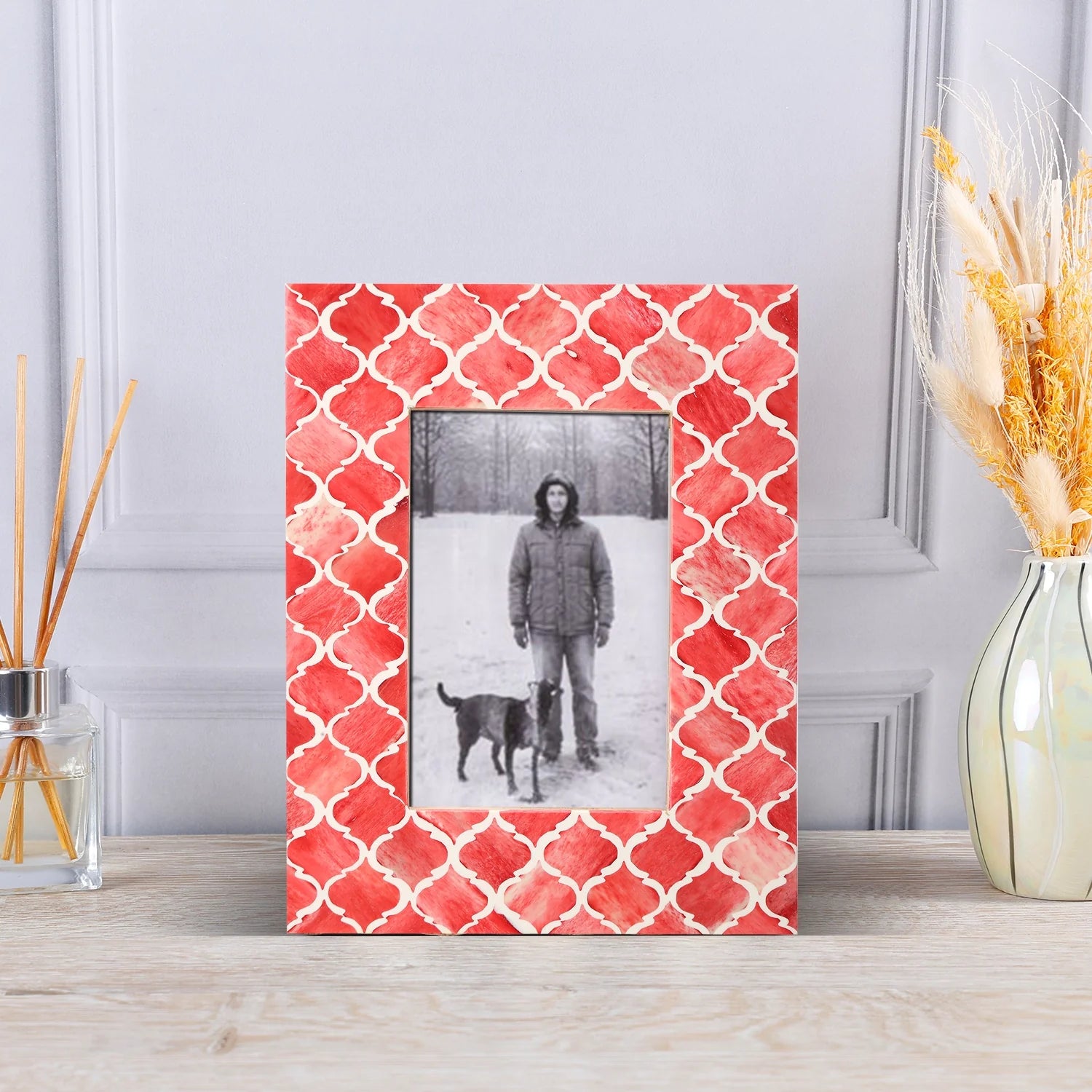Picture Frames Moroccan Pattern Bone & Resin Inlay Collection in 5 Color Options | 1.75" Border Width