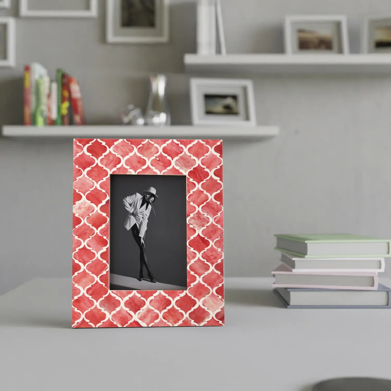 Picture Frames Moroccan Pattern Bone & Resin Inlay Collection in 5 Color Options | 1.75" Border Width