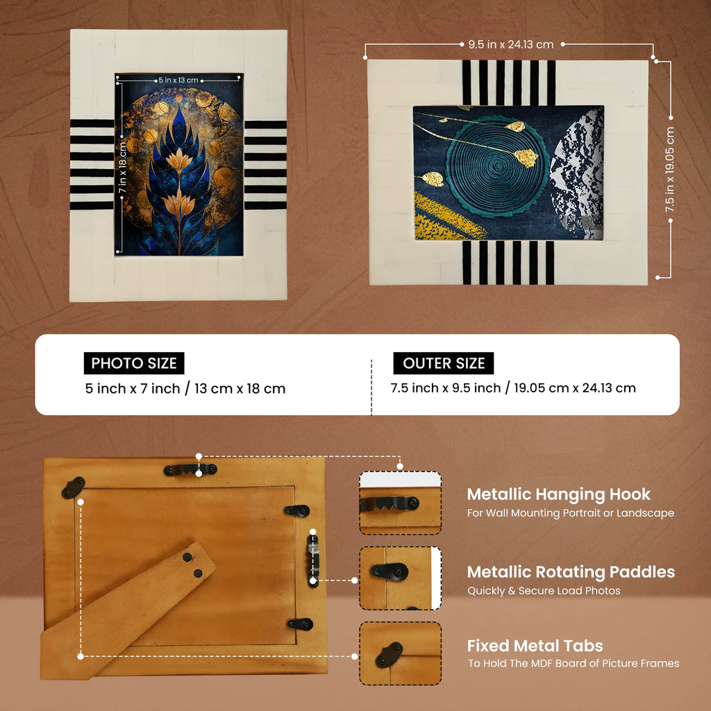Picture Frames Contour Lado Pattern Resin Inlay Collection in 2 Sizes, Make to Order