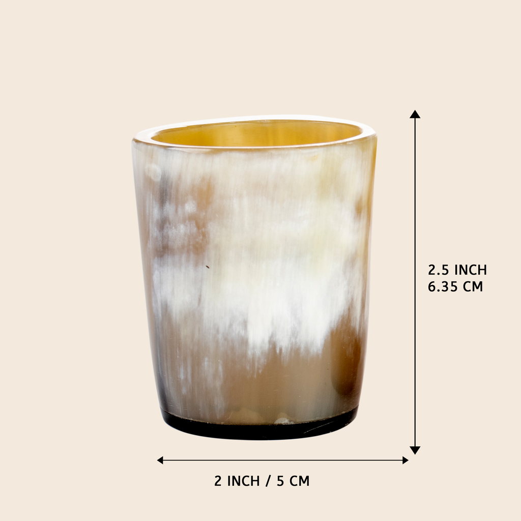 Horn Whiskey Shot Glasses Pack 12 - Holds Upto 6.5 oz, Natural