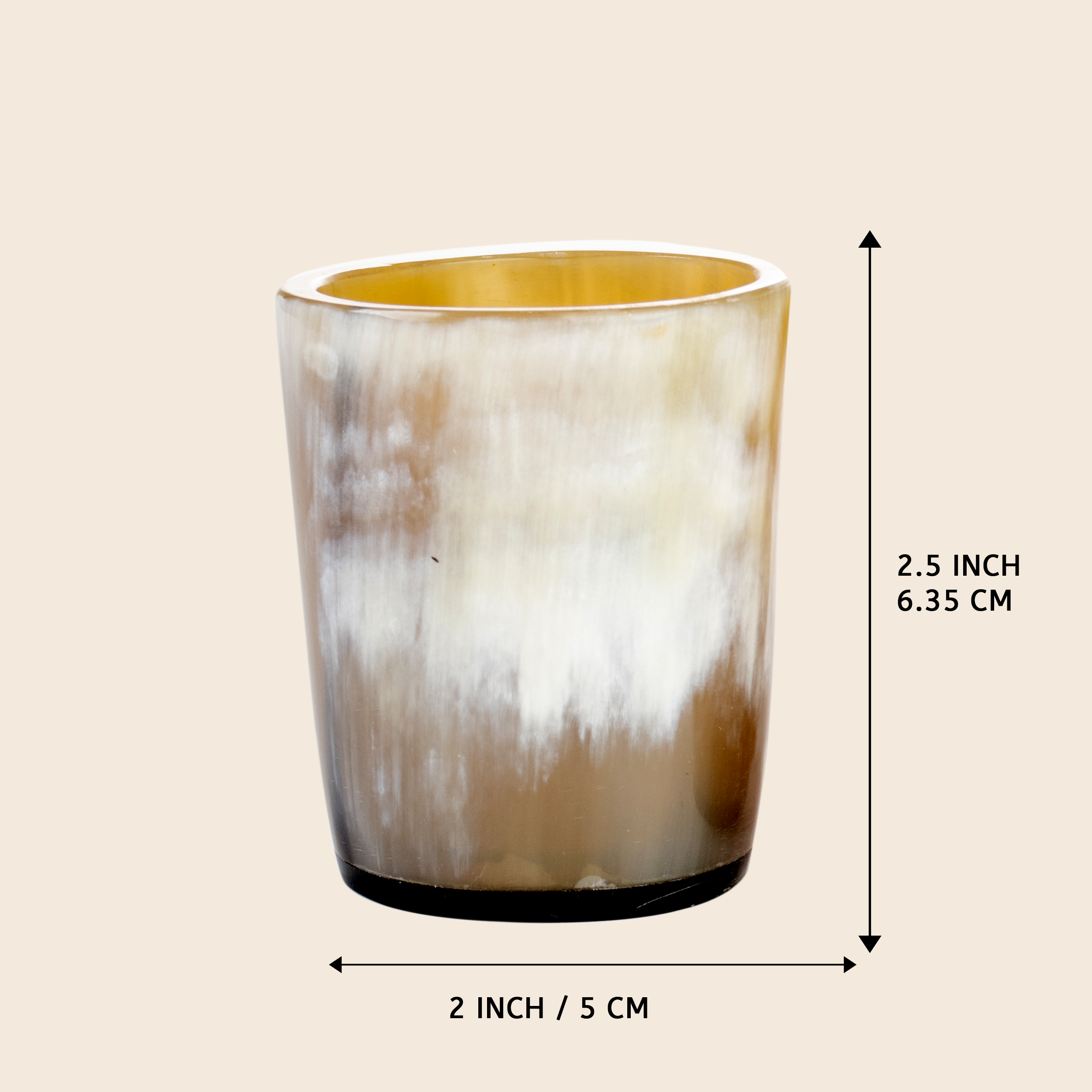 Horn Whiskey Shot Glasses Pack 12 - Holds Upto 6.5 oz, Natural