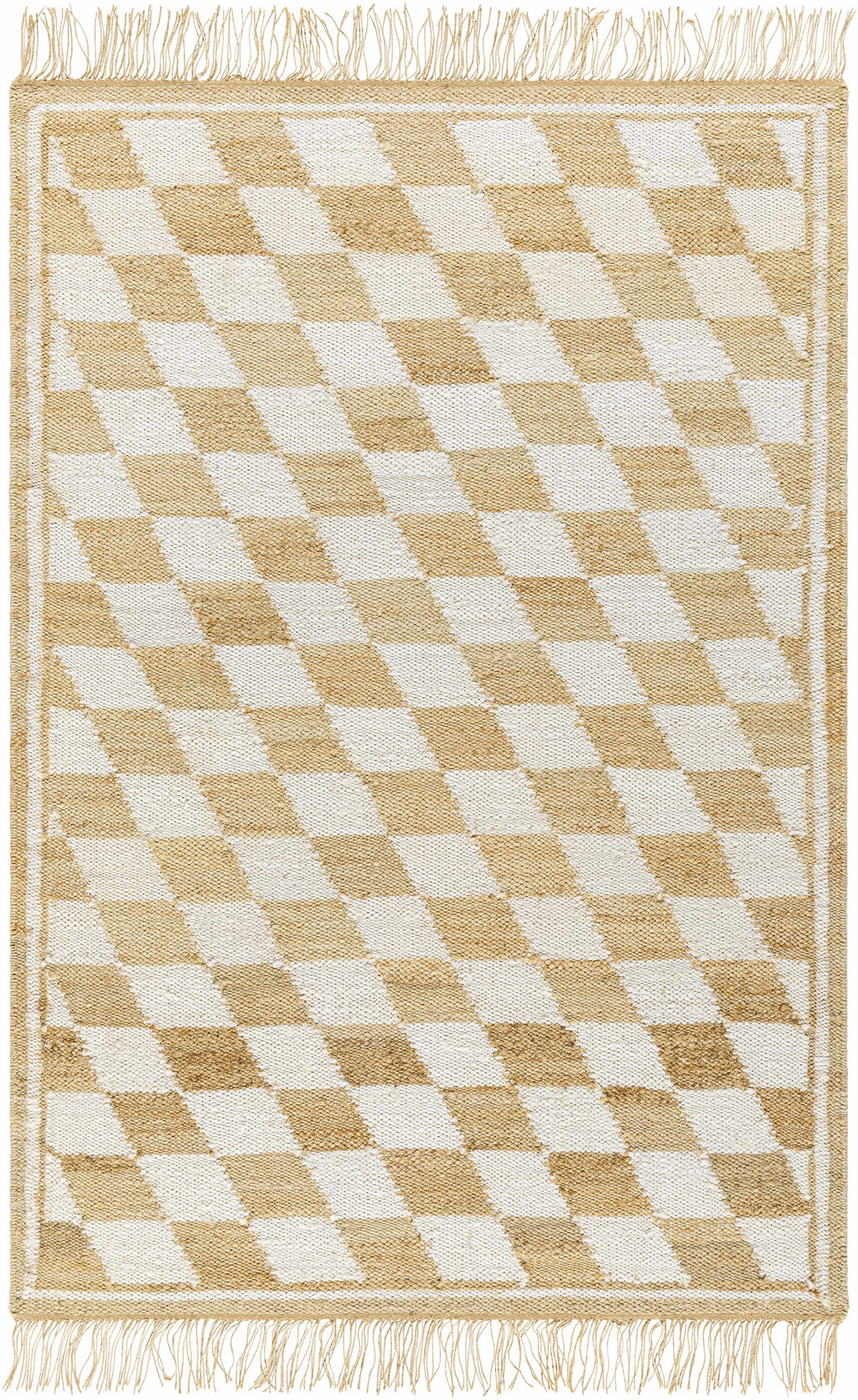 Tiria Diamond Checkered Jute Tasseled Rug