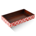 Vanity Trays Moroccan Pattern Bone & Resin Inlay Collection in 10x6, Red & White