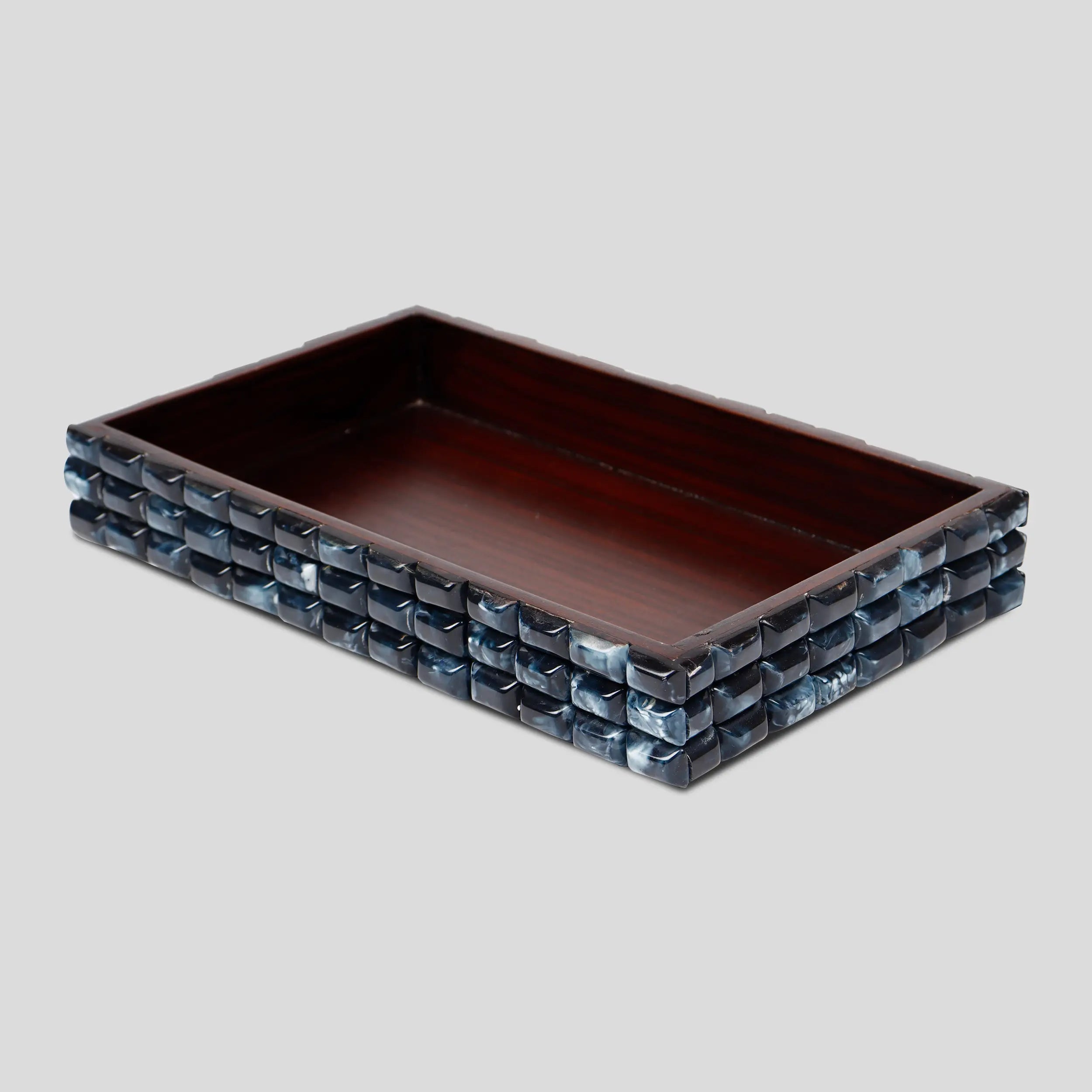 Vanity Tray Illusion Ice Pattern Resin Inlay Collection in 10x6, Blue
