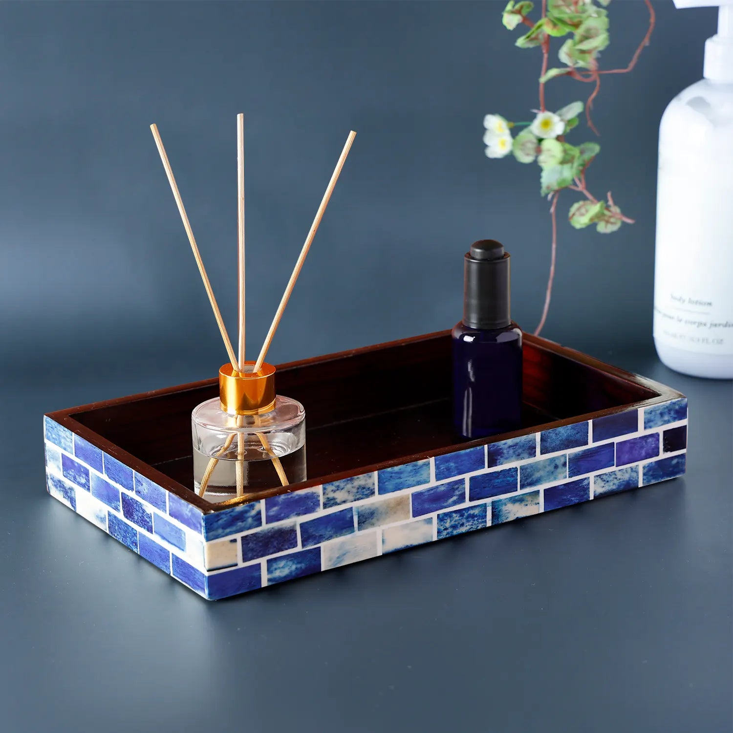 Vanity Trays Parlour Bond Pattern Bone & Resin Inlay Collection in 10x6