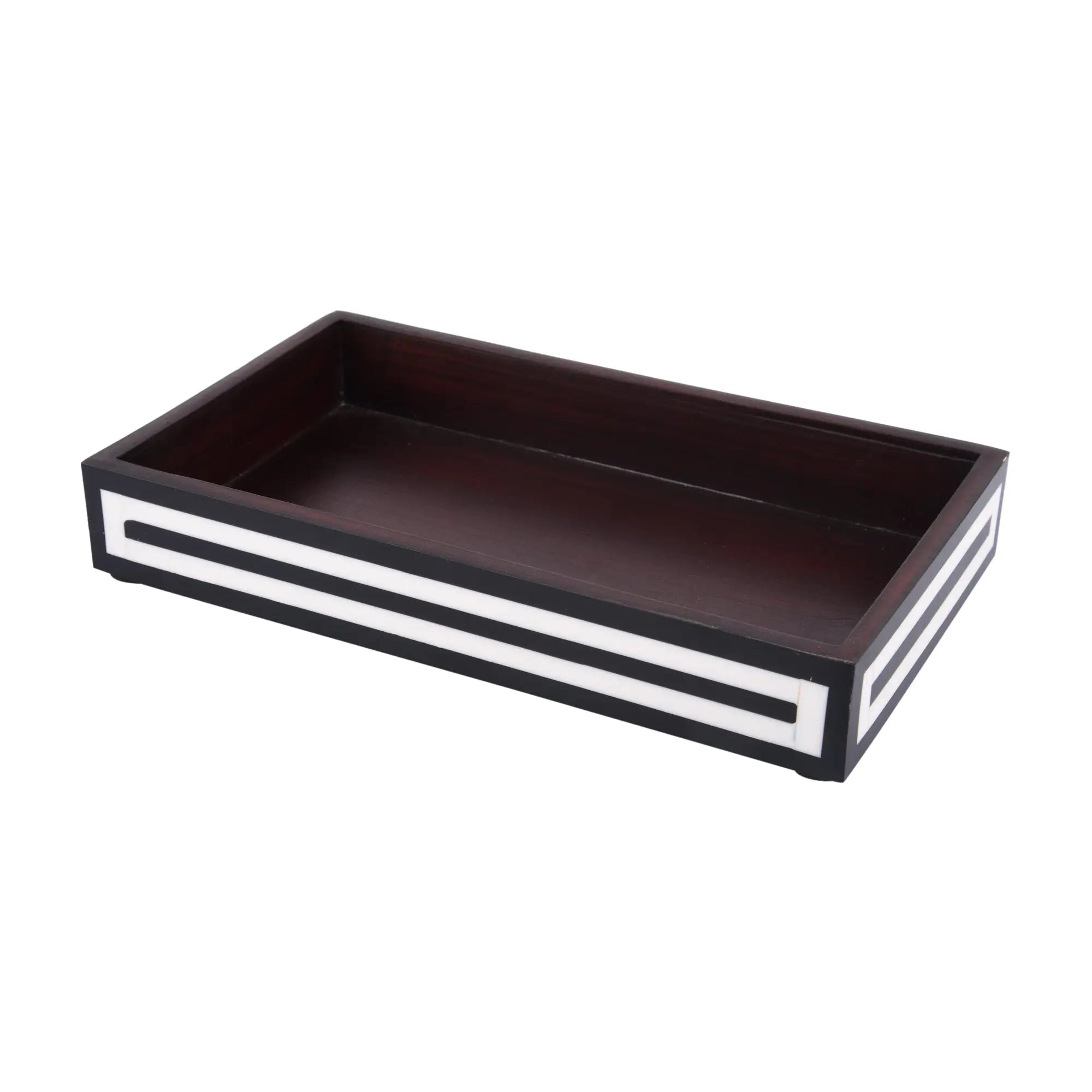 Vanity Trays Parlour Concentric Pattern Wood & Resin Inlay Collection in 10x6