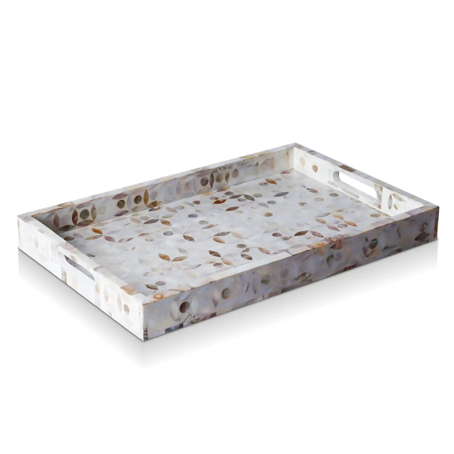 Decorative Tray Discovery Jewel Grande Pattern Mother of Pearl & Resin Inlay Collection in 2 Sizes