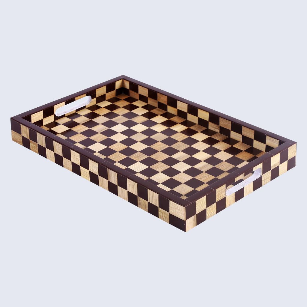Decorative Trays Optique Bishop Pattern Wood & Resin Inlay Collection in 11x17