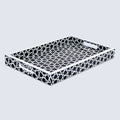 Decorative Tray Zellij Pattern Resin Inlay Collection in 2 Sizes, Black & White