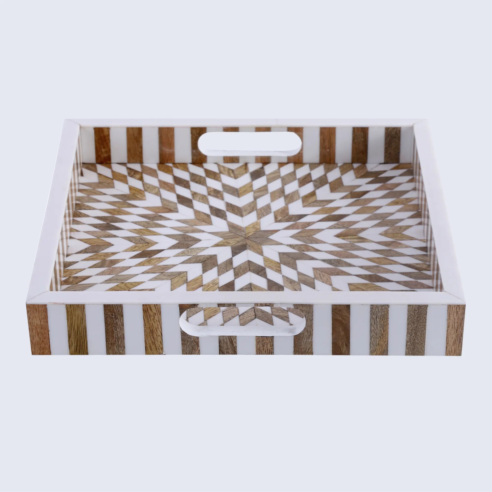 Decorative Tray Estrella Vida Pattern Resin Inlay Collection in 12x12