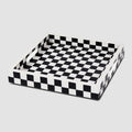 Decorative Tray Illusion Check Pattern Resin Inlay Collection in 12x12, Black & White