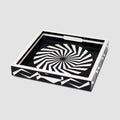 Decorative Tray Illusion Optic Pattern Resin Inlay Collection in 12x12, Black & White