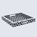 Decorative Tray Zellij Pattern Resin Inlay Collection in 2 Sizes, Black & White