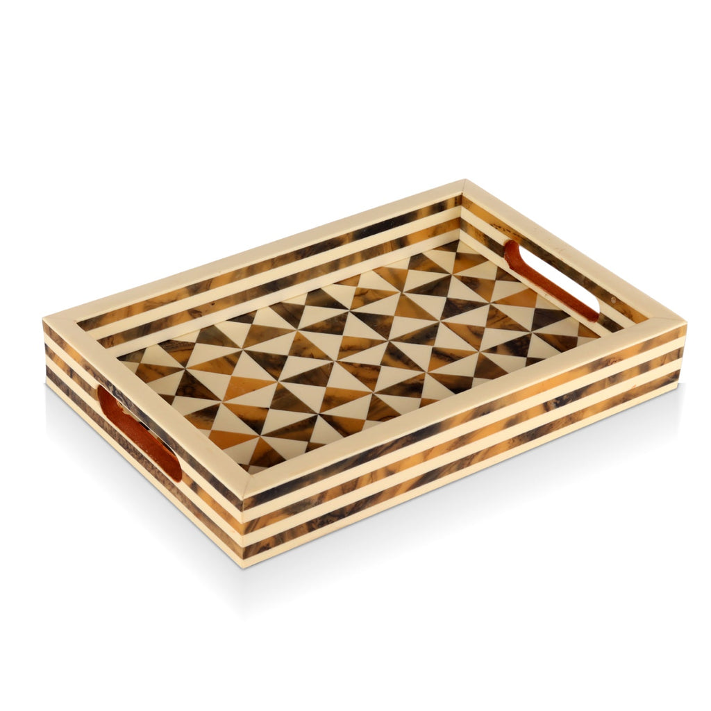 Decorative Tray Triangle Pattern Resin Inlay Collection in 12x8