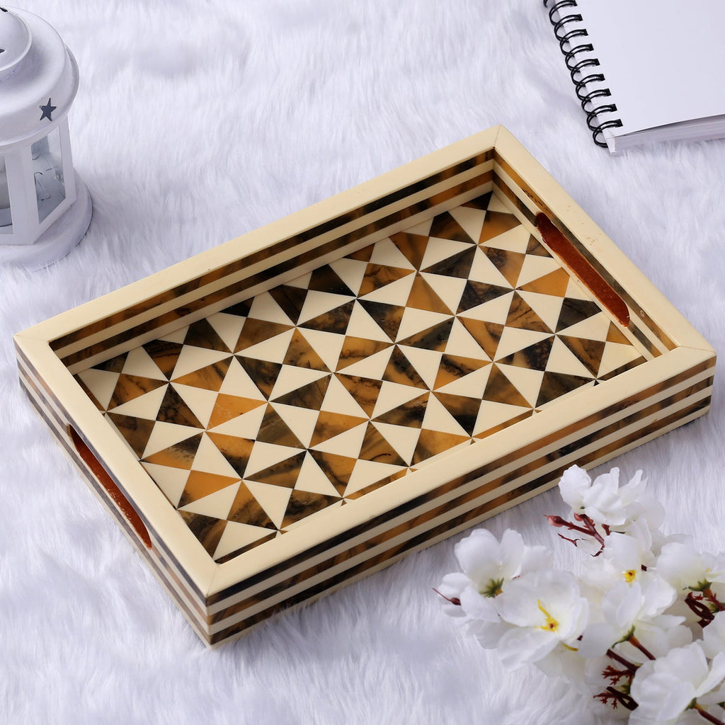 Decorative Tray Triangle Pattern Resin Inlay Collection in 12x8
