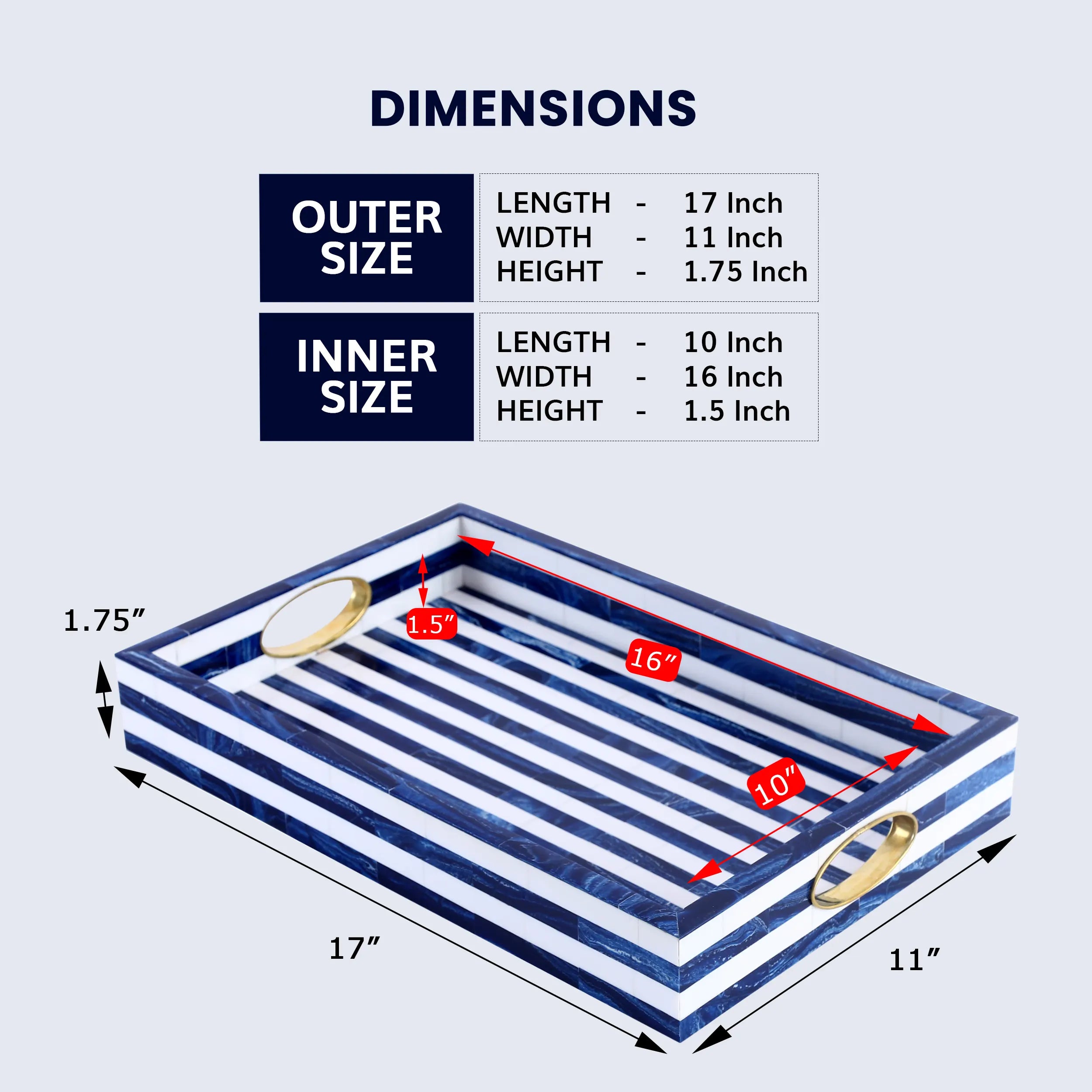 Decorative Trays Optique Madrid Pattern Resin Inlay Collection in 11x17