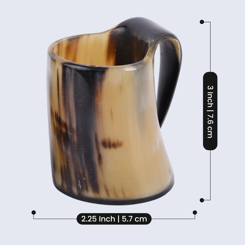 Horn Whiskey Mugs Pack 2 - Holds Upto 6.5 oz, Natural