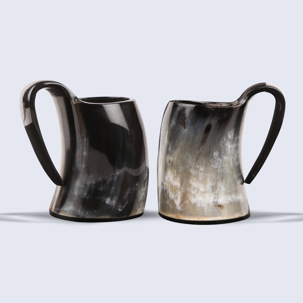 Horn Whiskey Mugs Pack 3 - Holds Upto 6.5 oz, Natural