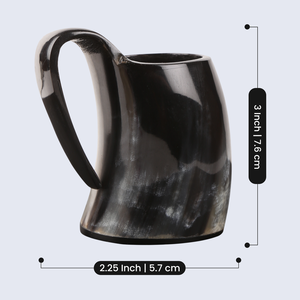 Horn Whiskey Mugs Pack 3 - Holds Upto 6.5 oz, Natural