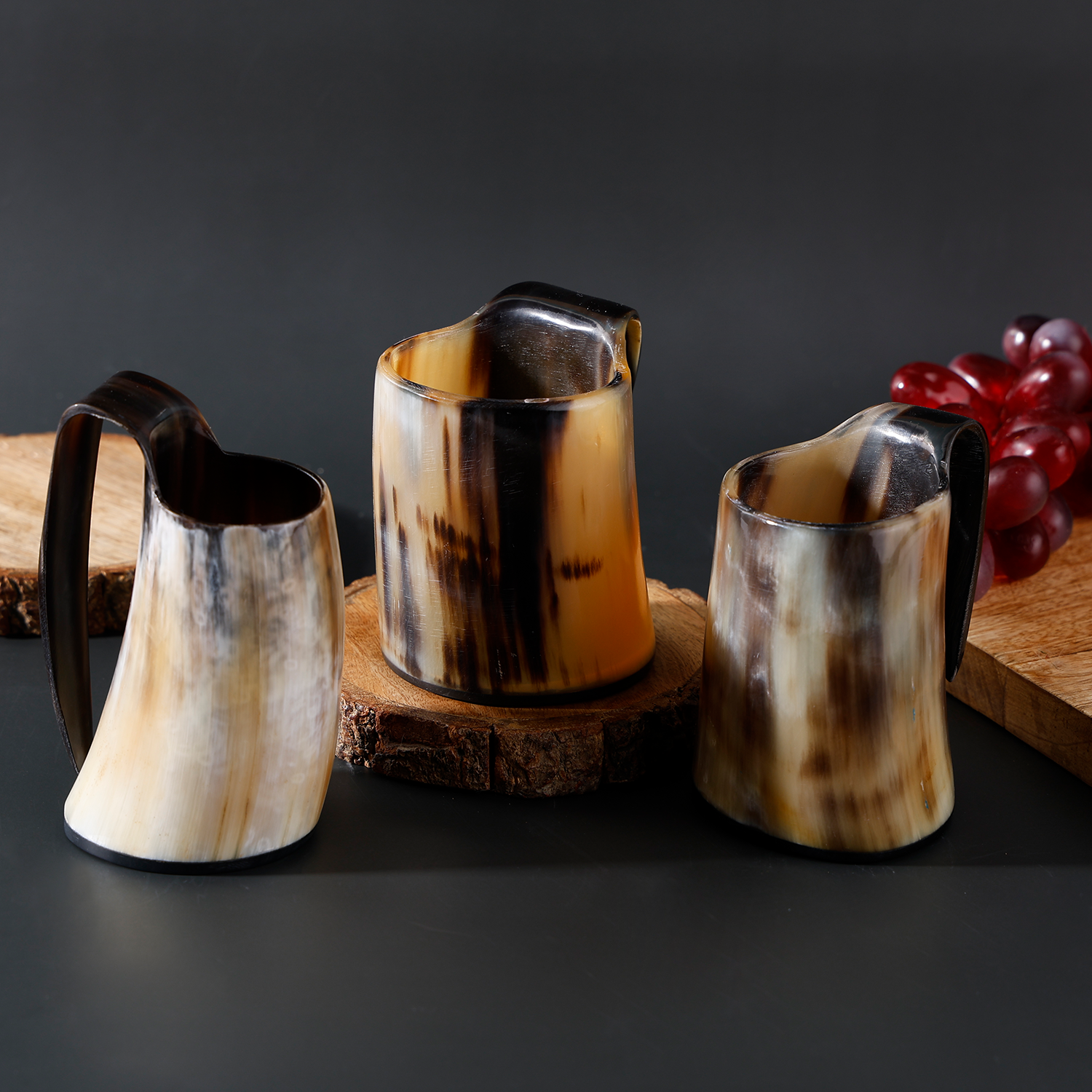 Horn Whiskey Mugs Pack 3 - Holds Upto 6.5 oz, Natural