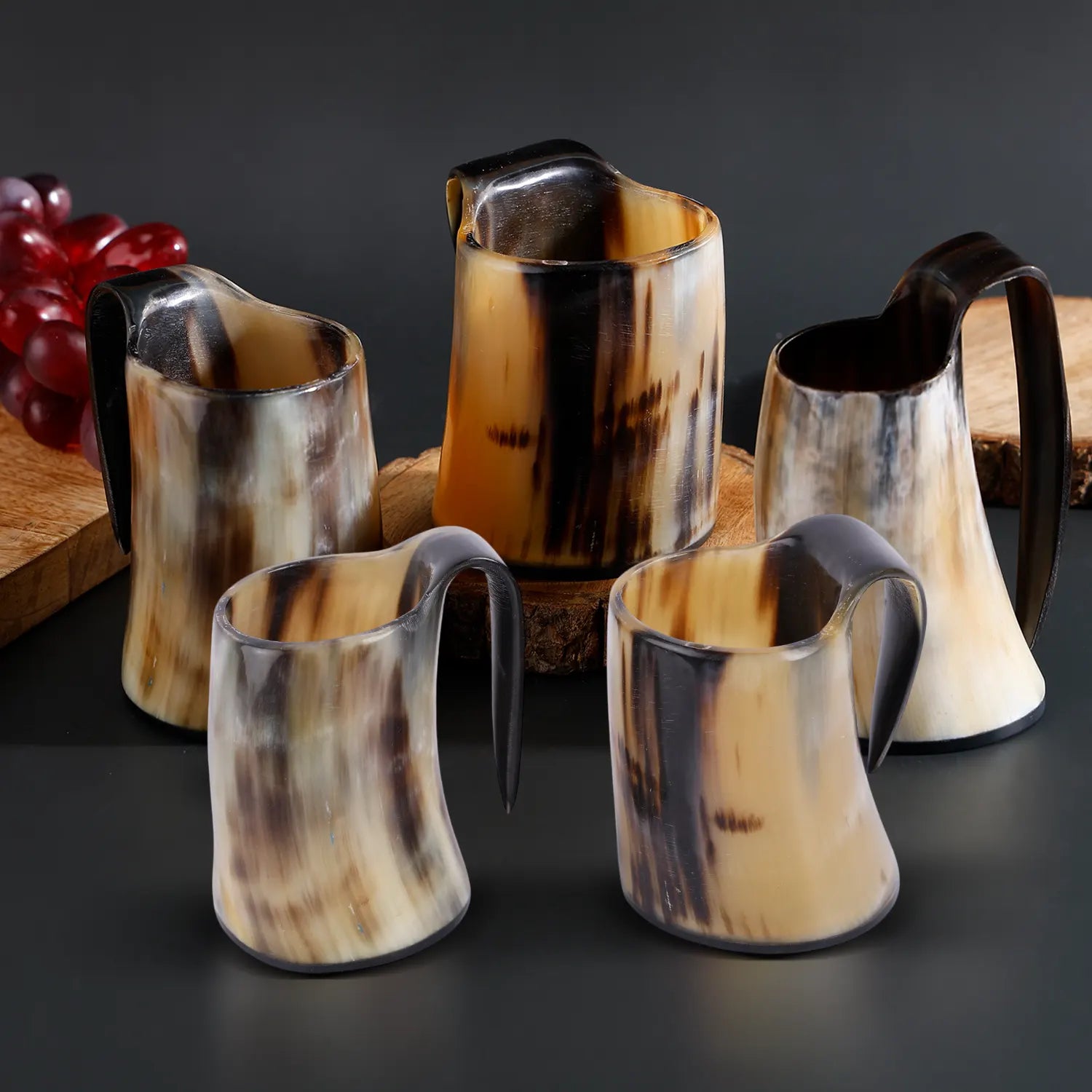 Horn Whiskey Mugs Pack 5 - Holds Upto 6.5 oz, Natural