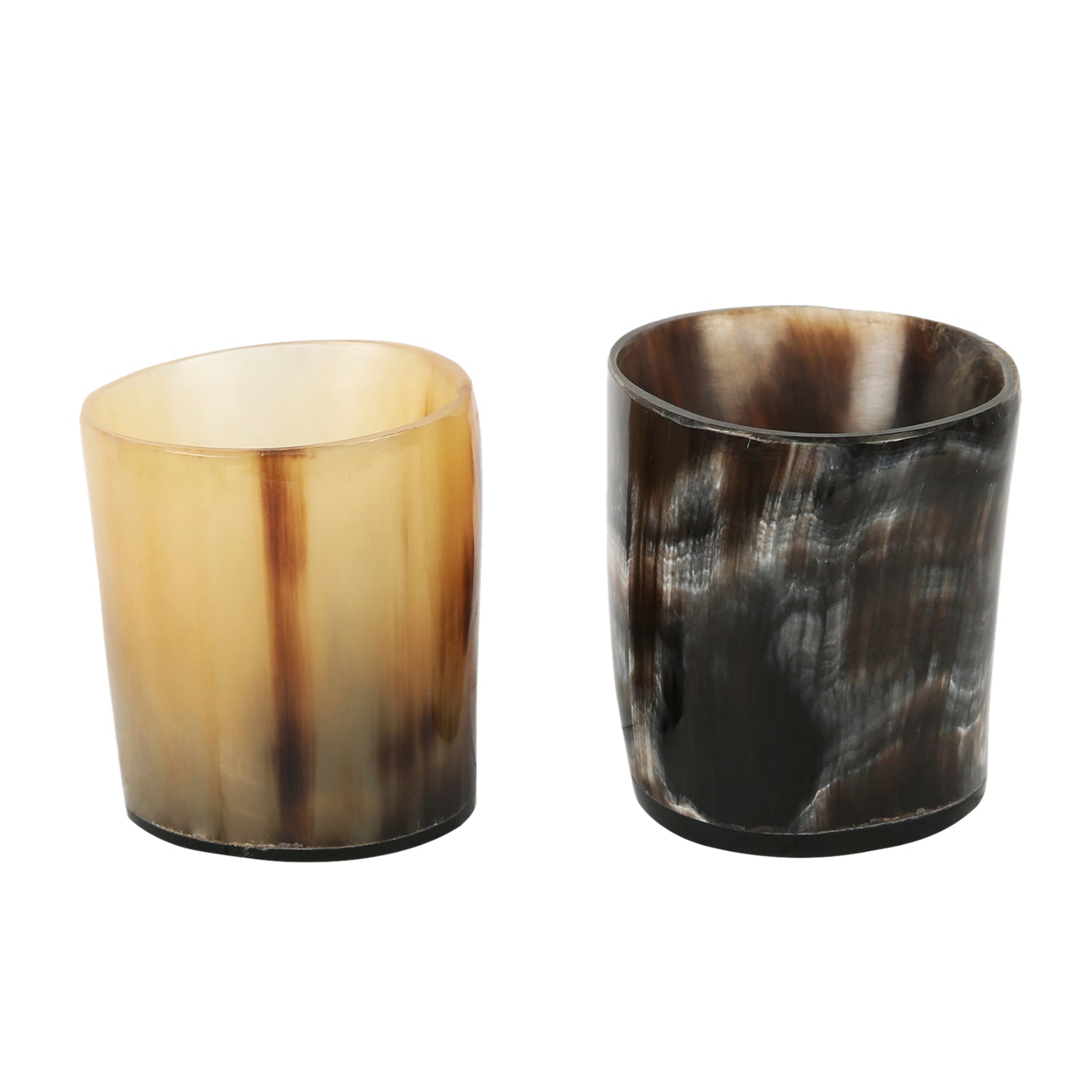 Horn Whiskey Shot Glasses Pack 2 - Holds Upto 6.5 oz, Natural