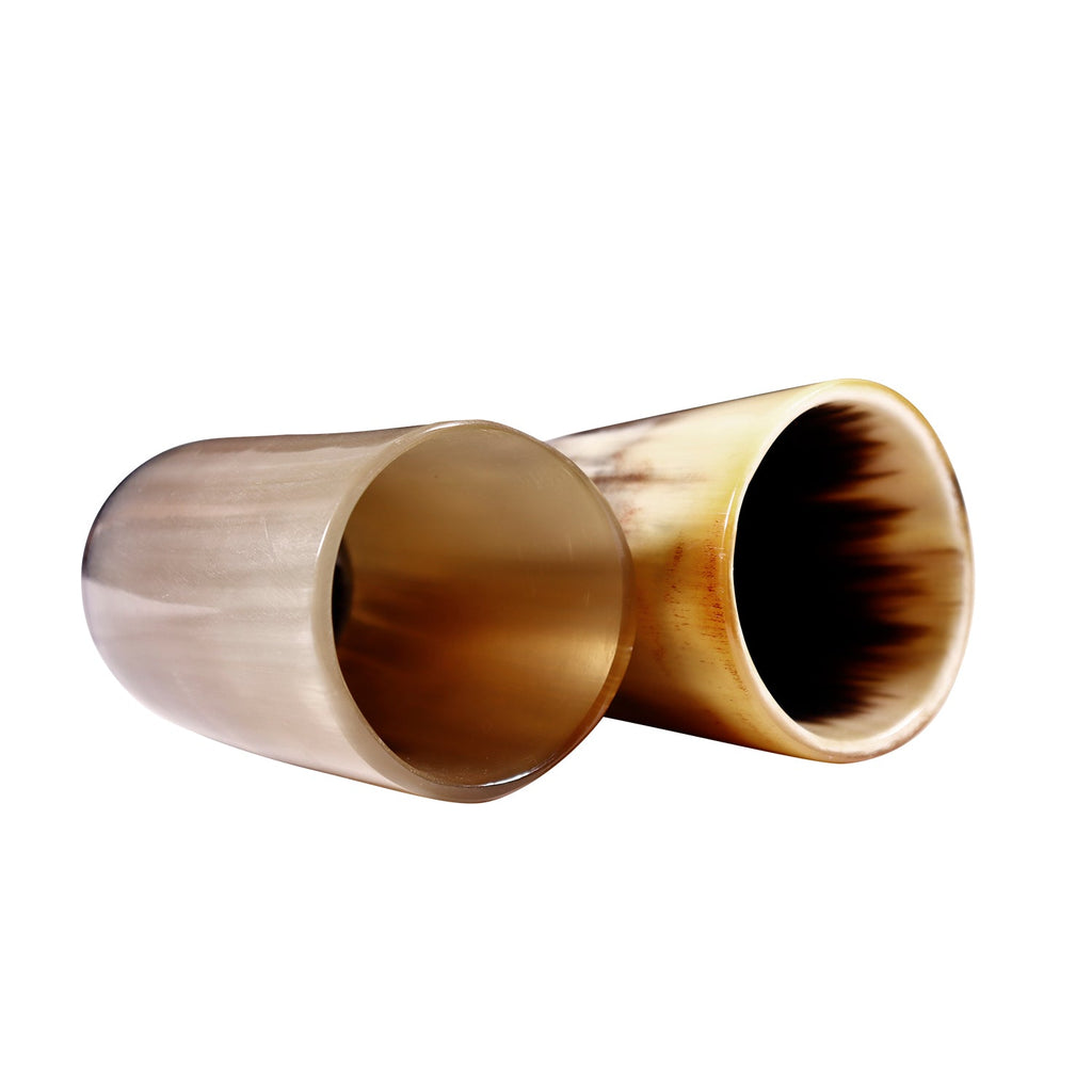 Horn Whiskey Shot Glasses Pack 2 - Holds Upto 6.5 oz, Natural