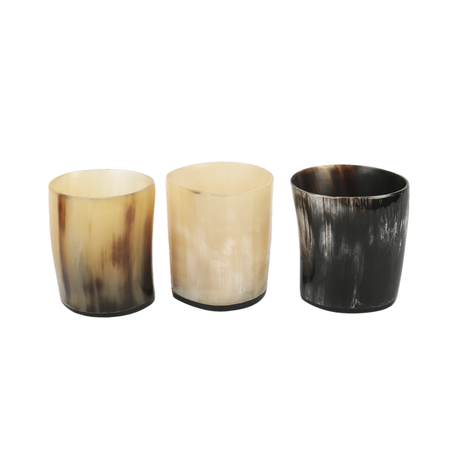 Horn Whiskey Shot Glasses Pack 3 - Holds Upto 6.5 oz, Natural