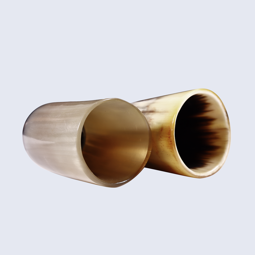 Horn Whiskey Shot Glasses Pack 3 - Holds Upto 6.5 oz, Natural
