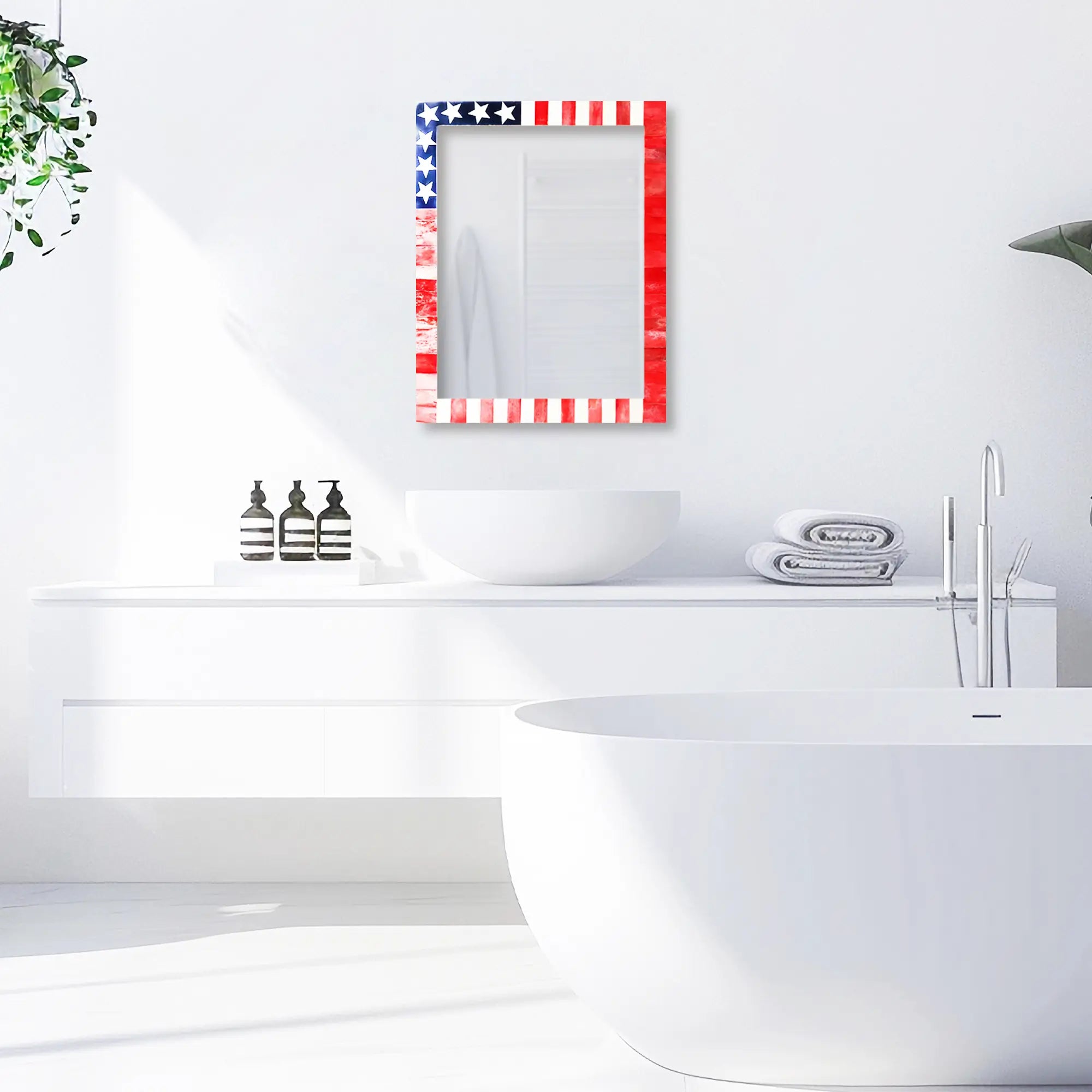 Make To Order USA Flag Pattern Mirror Bone Inlay Collection in 4 Sizes