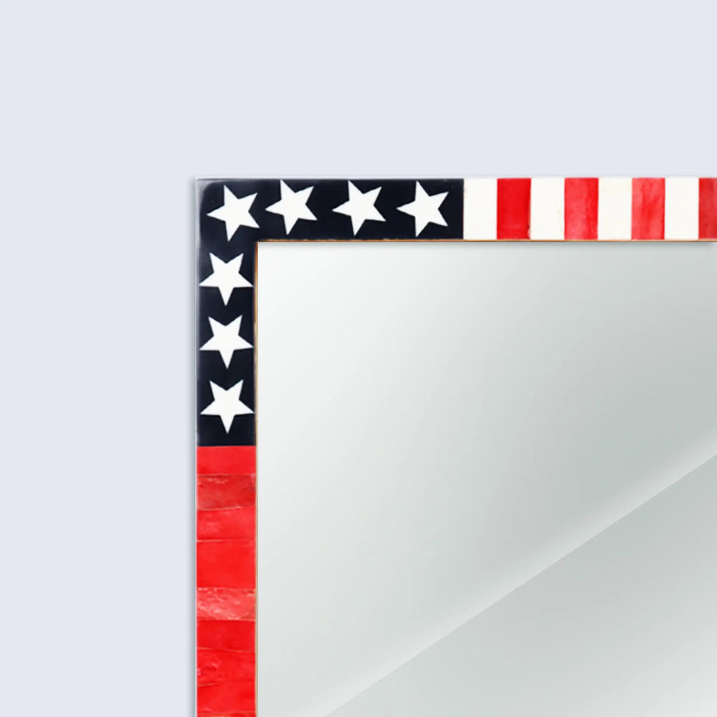 Make To Order USA Flag Pattern Mirror Bone Inlay Collection in 4 Sizes