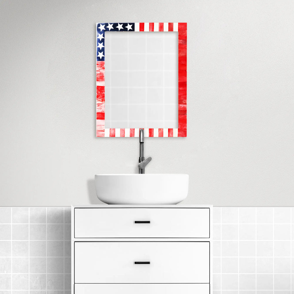 Make To Order USA Flag Pattern Mirror Bone Inlay Collection in 4 Sizes