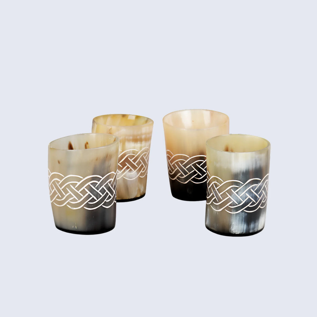 Horn Whiskey Shot Glasses Pack (4,8 & 12) – Hold Up to 6.5oz, Knot
