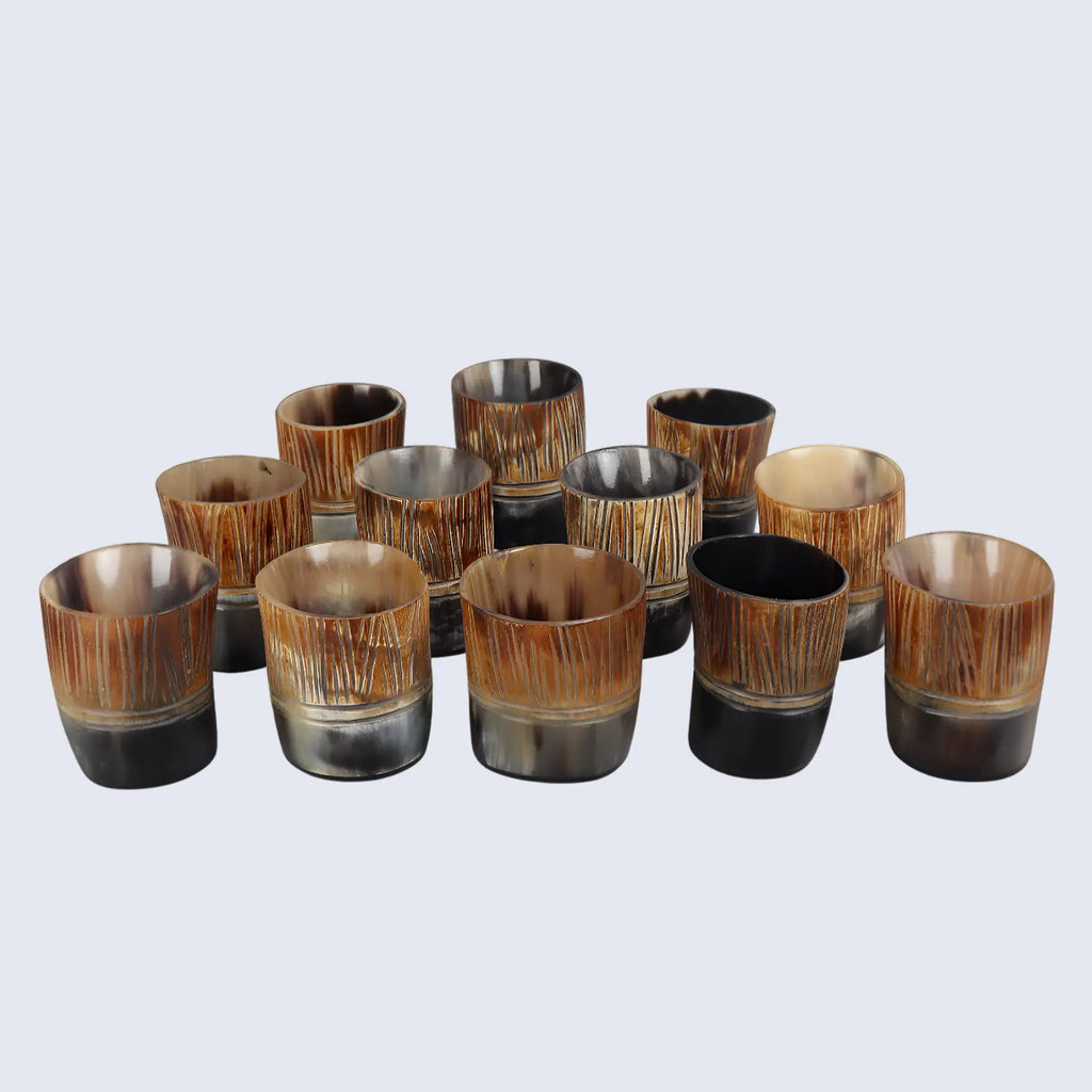 Horn Whiskey Shot Glasses Pack (4,8 & 12) – Hold Up to 6.5oz, Stripes