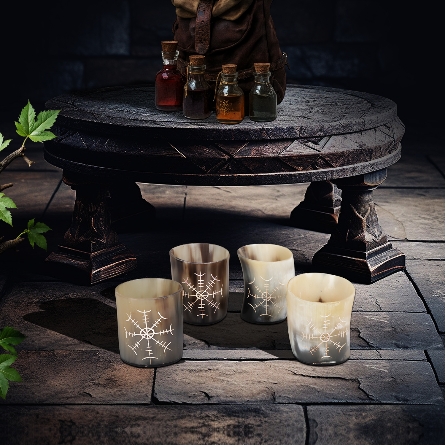 Horn Whiskey Shot Glasses Pack (4, 8 & 12) – Hold Up to 6.5oz, Nordic Compass