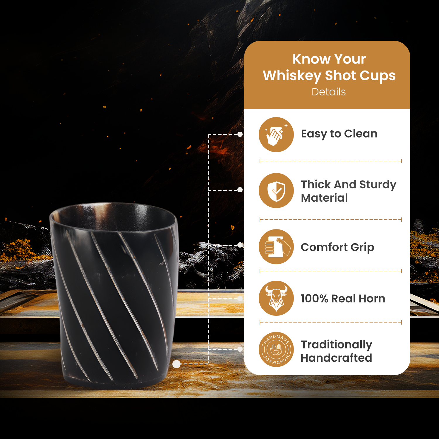 Horn Whiskey Shot Glasses Pack (4,8 & 12) – Hold Up to 6.5oz, Crisscross