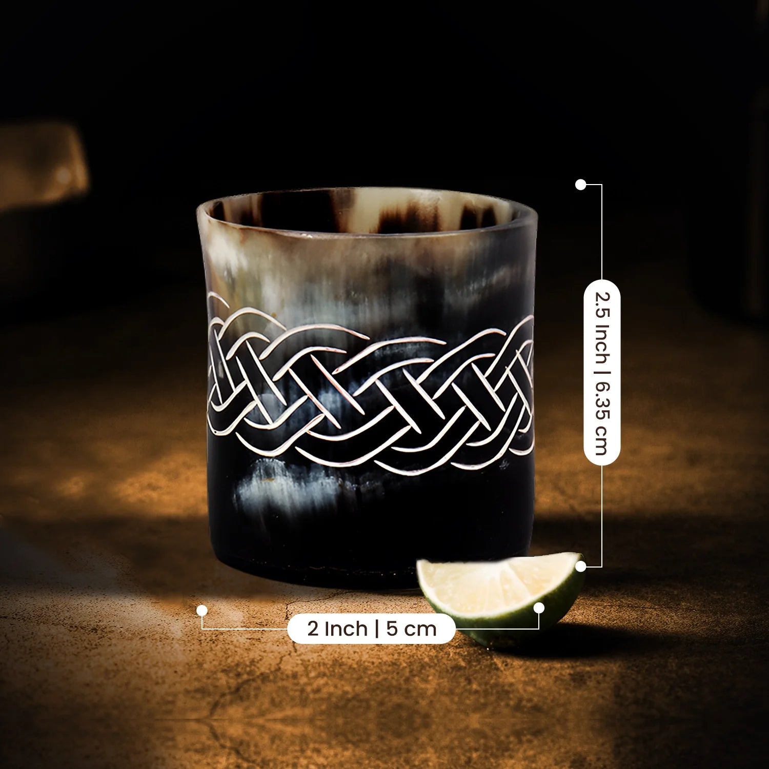Horn Whiskey Shot Glasses Pack (4,8 & 12) – Hold Up to 6.5oz, Knot