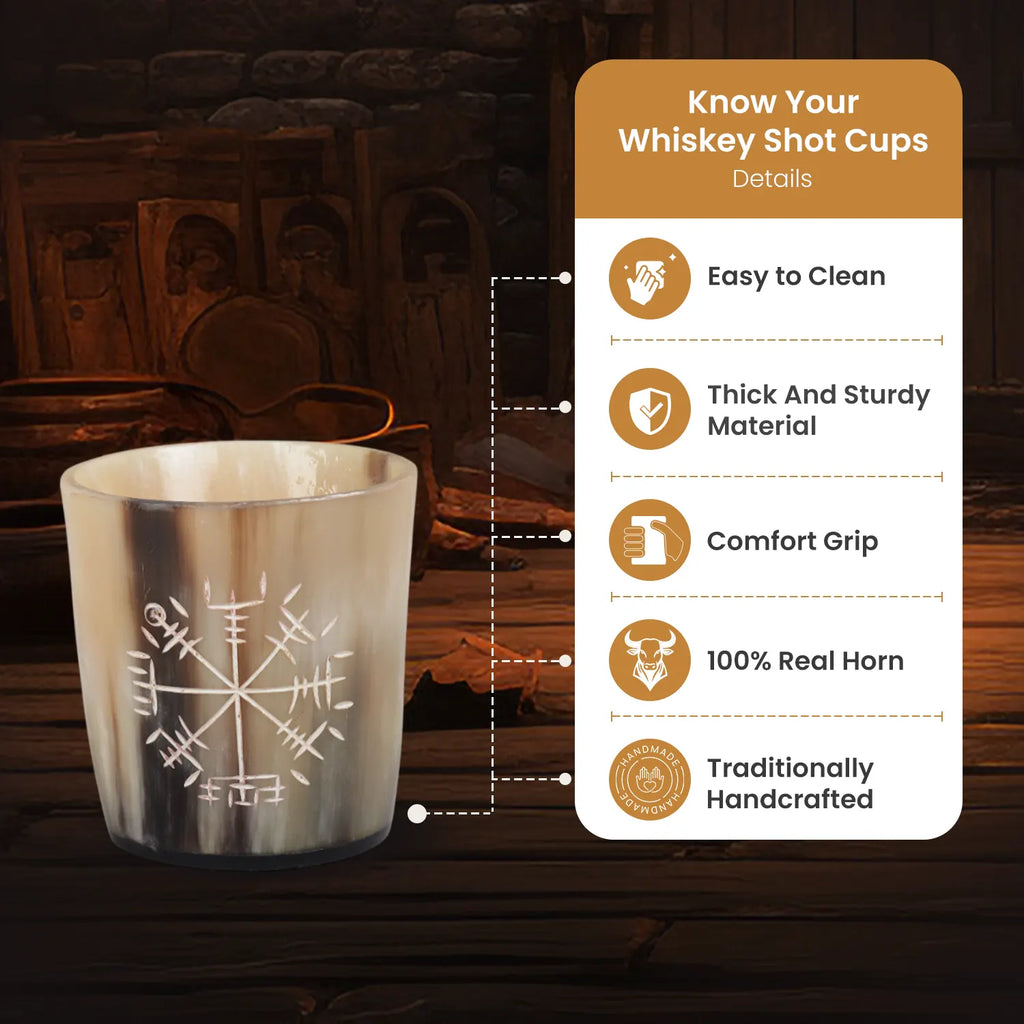 Horn Whiskey Shot Glasses Pack (4,8 & 12) – Hold Up to 6.5oz, Wayfinder