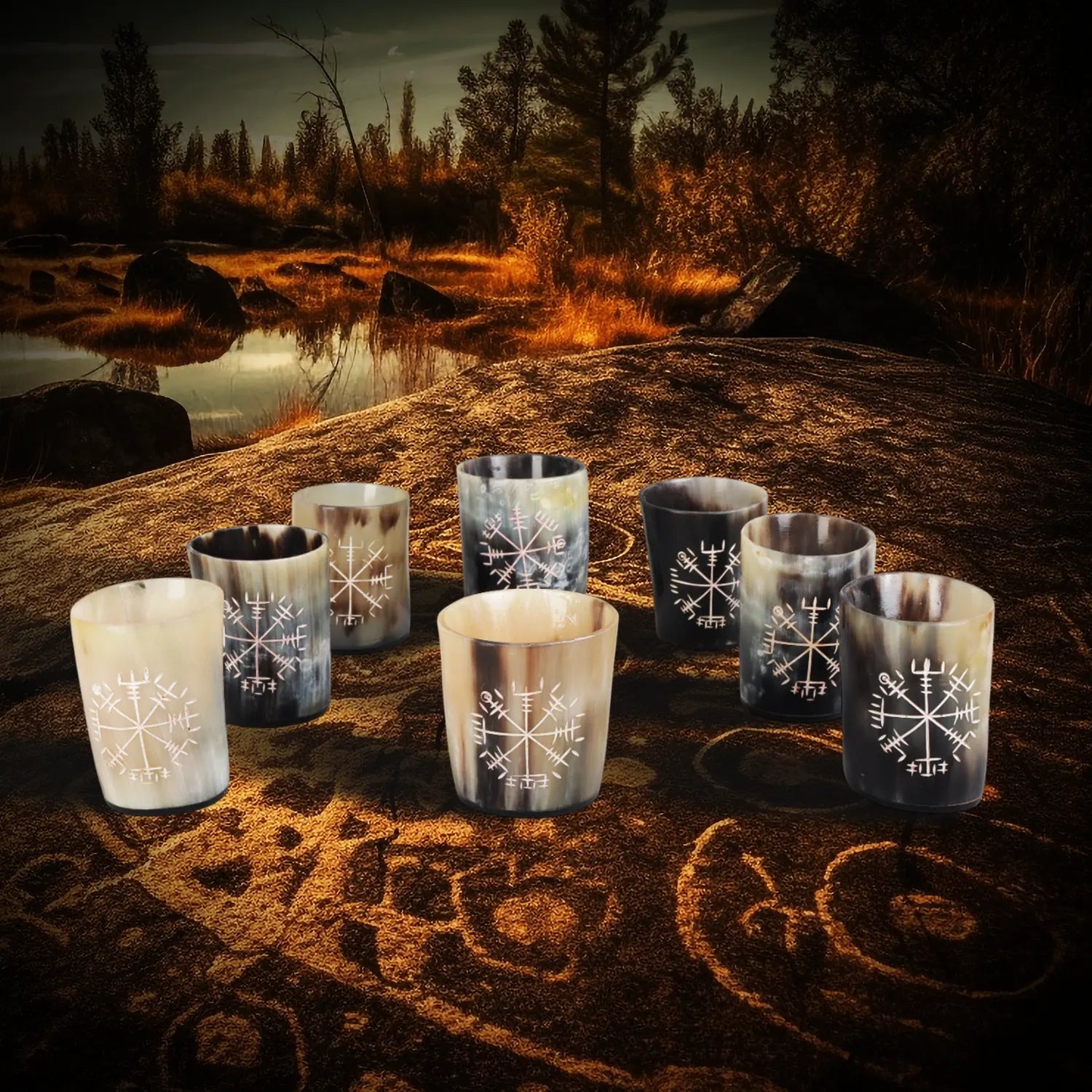 Horn Whiskey Shot Glasses Pack (4,8 & 12) – Hold Up to 6.5oz, Wayfinder