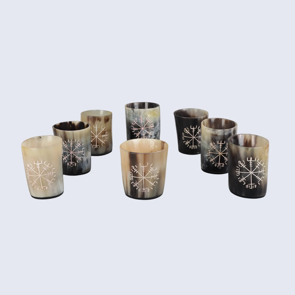 Horn Whiskey Shot Glasses Pack (4, 8 & 12) – Hold Up to 6.5oz, Nordic Compass
