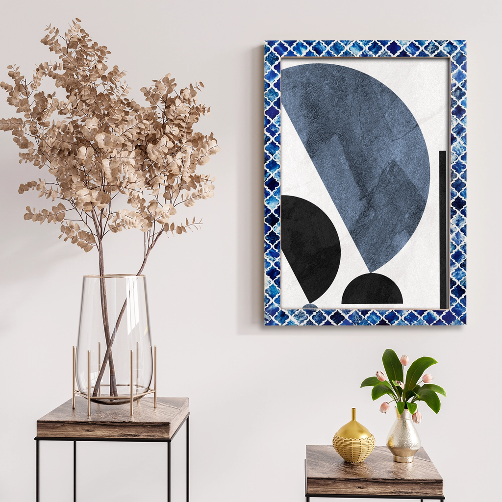 Picture Frames Moroccan Pattern Bone & Resin Inlay Collection in 27 Sizes, Blue