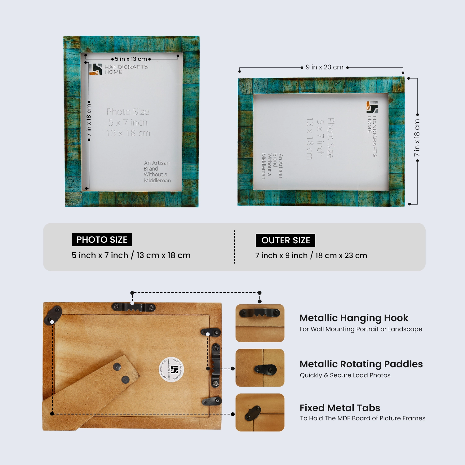 Picture Frames Verdigris Bone Inlay Collection in 3 Sizes