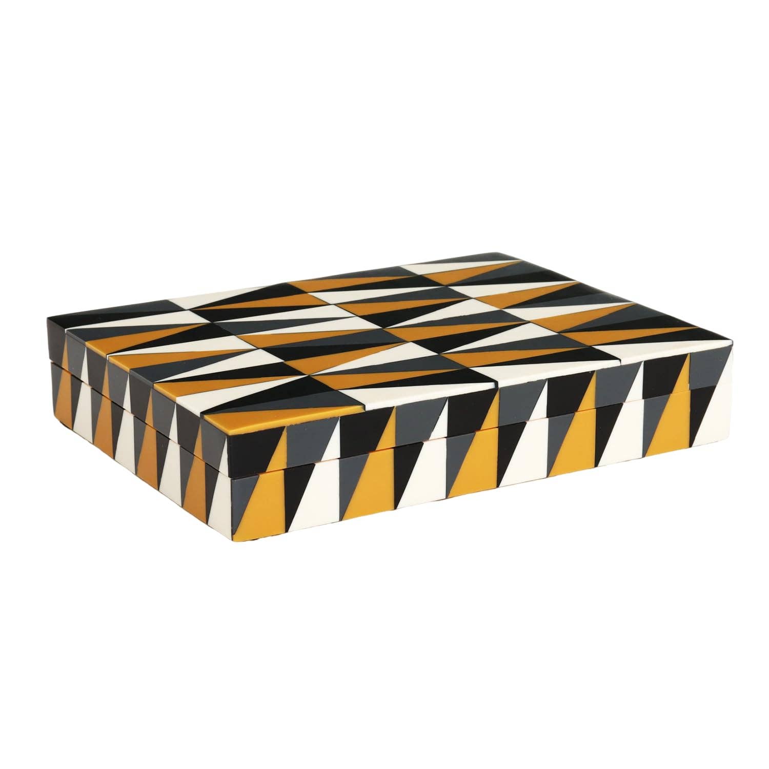 Puzzle Guild Pattern Decorative Storage Box, Resin Inlay in 7 Sizes, Multicolor