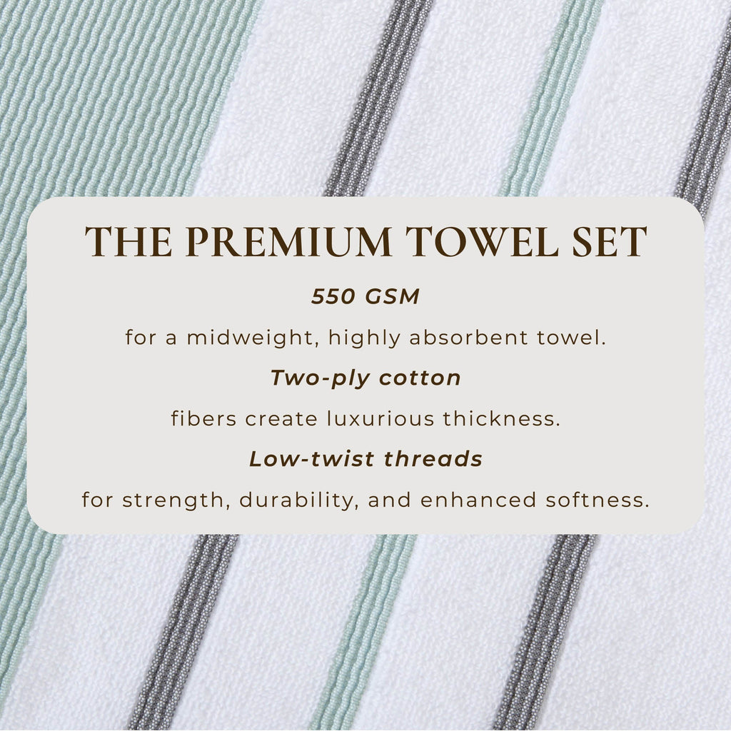 Decorative Cotton Stripe Bath Towel Set - Noelle Collection