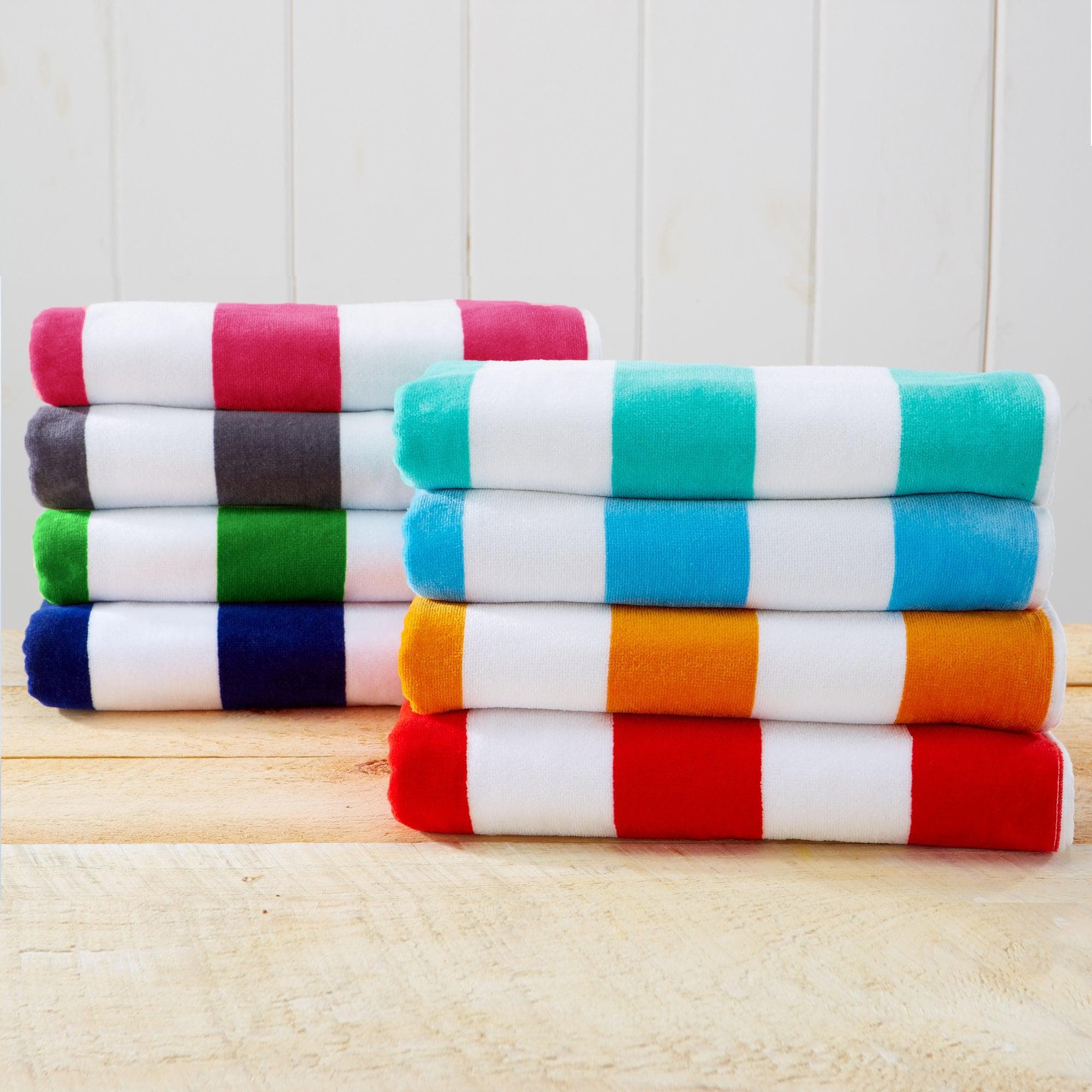 Cotton Velour Cabana Stripe Beach Towel - Novia Collection