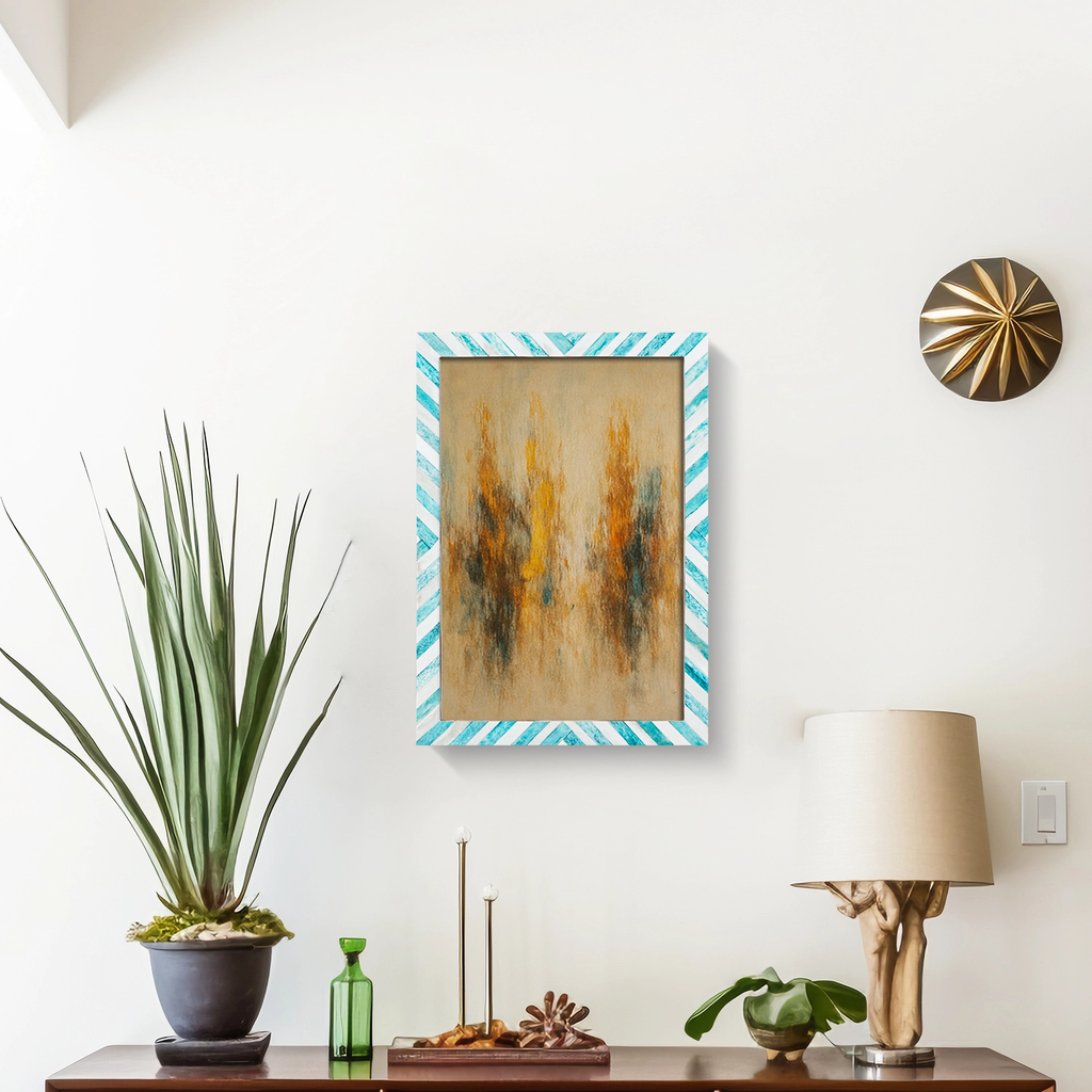 Picture Frames Chevron Pattern Bone Inlay Collection in 29 Sizes, Green