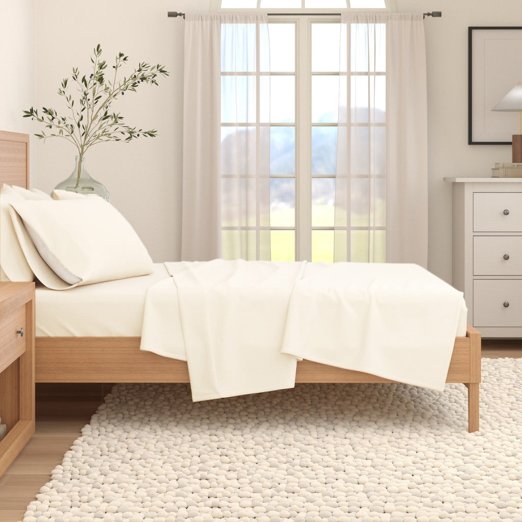 4-Piece Cotton Solid Flannel Sheet - Nordic Collection